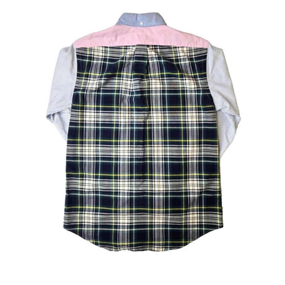 Ralph Lauren Oxford cloth shirt patchwork and plaid blue pink size XXL - Picture 4 of 7